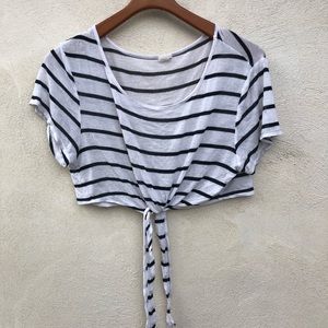 Stripe tie crop top